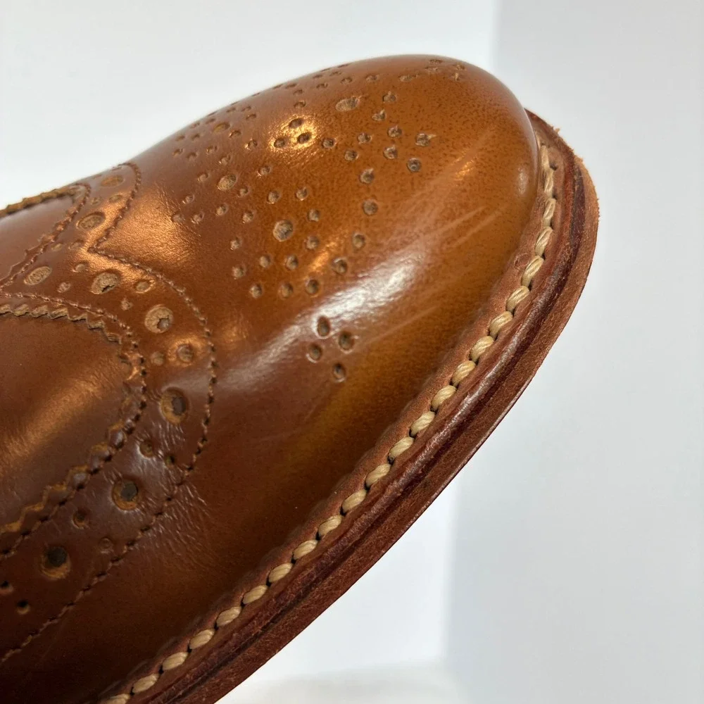 Grenson Wingtip Oxford 7 Brown Leather Brogue Lace Up Dress Shoes Preppy Classic
